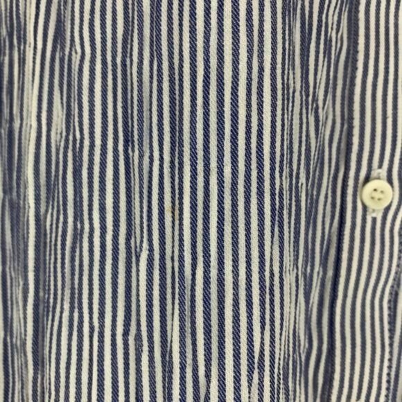 Treasure & Bond Boyfriend Striped Button-Down Shirt L Cotton Blend Blue White - Picture 3 of 7